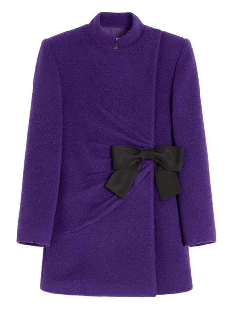 Valentino Garavani bow-detail velour peacoat - Purple - zdjęcie produktu nr 1