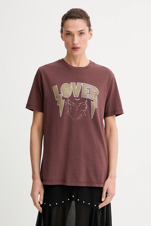 ZADIG&VOLTAIRE t-shirt bawełniany damski kolor brązowy JWTS02814 - zdjęcie produktu nr 1