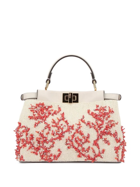 FENDI Peekaboo coral embellished top handle mini bag - Neutrals - zdjęcie produktu nr 2
