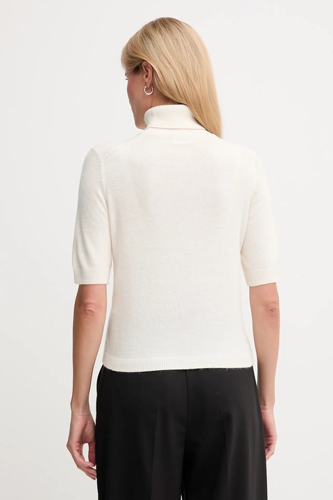 United Colors of Benetton sweter z dodatkiem wełny dziecięcy damski kolor beżowy lekki z golfem 102HD203X - zdjęcie produktu nr 2