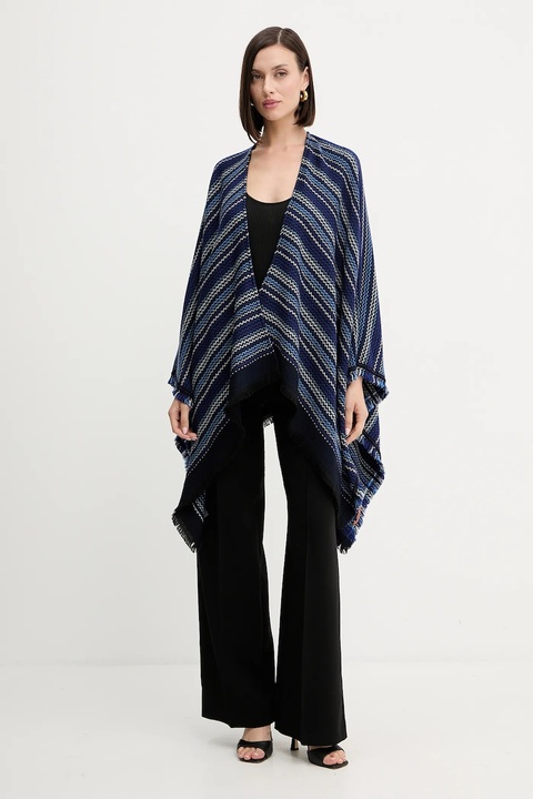 Missoni poncho wełniane kolor granatowy MA9EWODA413 - zdjęcie produktu nr 1