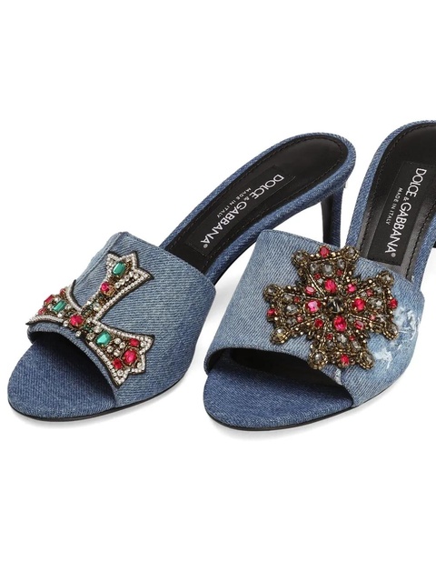 Dolce & Gabbana 60mm embroidered denim mules - Blue - zdjęcie produktu nr 2