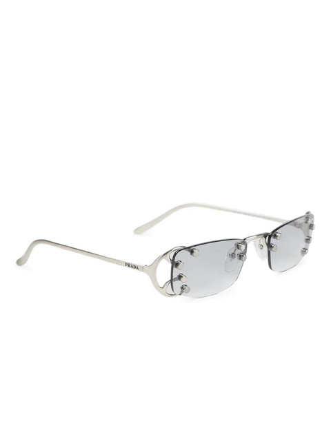 Prada Eyewear studded rectangle sunglasses - Silver - zdjęcie produktu nr 2