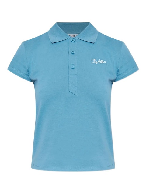 The Attico embroidered cotton polo shirt - Blue - zdjęcie produktu nr 1