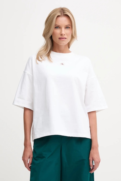 Calvin Klein Jeans t-shirt bawełniany damski kolor biały LV047D204G - zdjęcie produktu nr 1