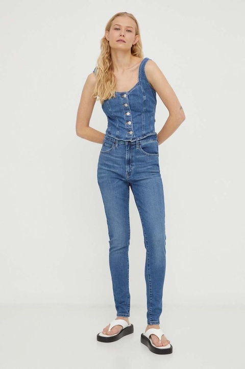 Levi's jeansy RETRO HIGH SKINNY damskie kolor niebieski - zdjęcie produktu nr 2