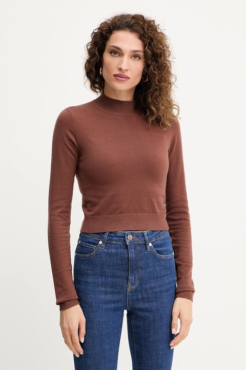 Silvian Heach sweter LOLA damski kolor brązowy z półgolfem GPA25554LU - zdjęcie produktu nr 1