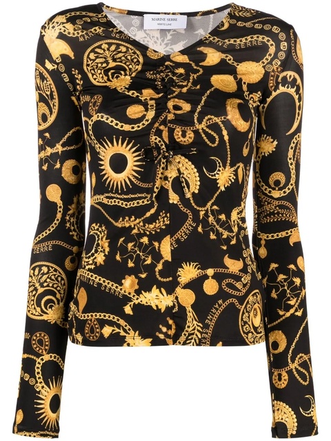 Marine Serre Ornament Moon-print top - Black - zdjęcie produktu nr 1