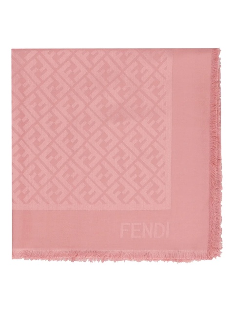 FENDI logo-pattern frayed-edge shawl - Pink - zdjęcie produktu nr 1