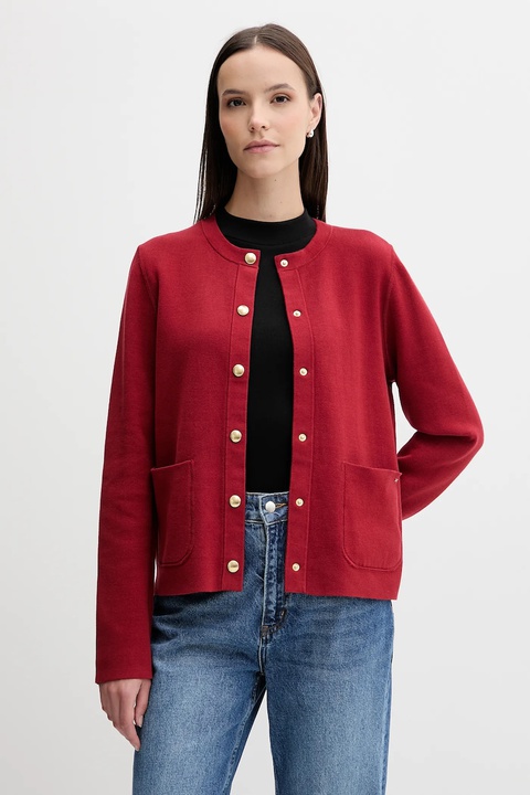 Tommy Hilfiger kardigan dwustronny kolor czerwony lekki WW0WW40846 - zdjęcie produktu nr 1