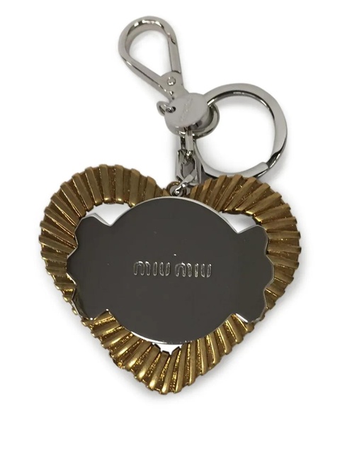 Miu Miu heart crystal-embellishment keychain - Gold - zdjęcie produktu nr 2