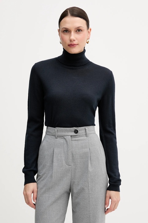 Sisley sweter damski kolor granatowy lekki z golfem 11BAM201C - zdjęcie produktu nr 2