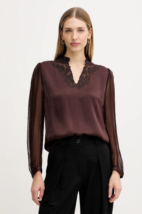 Twinset bluzka damska kolor brązowy gładka 252TT2243 - zdjęcie produktu nr 1