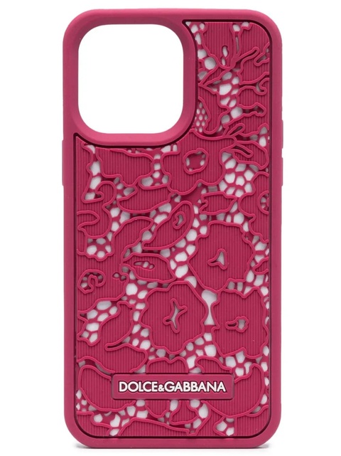 Dolce & Gabbana floral lace iPhone 14 Pro Max case - Pink - zdjęcie produktu nr 1
