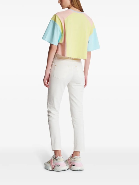 Balmain Palm Tree-print cropped T-shirt - Yellow - zdjęcie produktu nr 2
