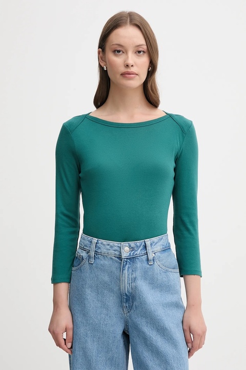 United Colors of Benetton longsleeve bawełniany kolor zielony 3GA2E16A1 - zdjęcie produktu nr 1