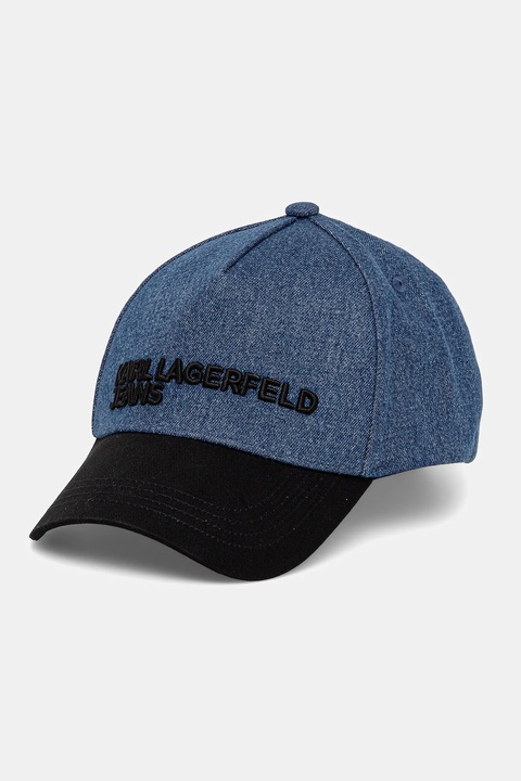 Karl Lagerfeld Jeans czapka z daszkiem bawełniana kolor niebieski gładka A3M33098 - zdjęcie produktu nr 1