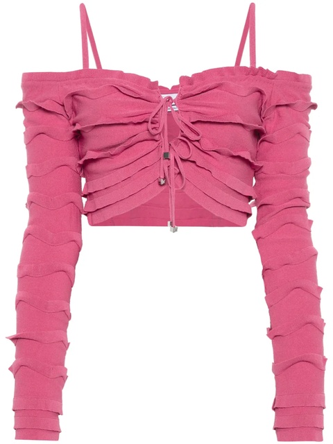 Blumarine ruffled cropped cardigan - Pink - zdjęcie produktu nr 2