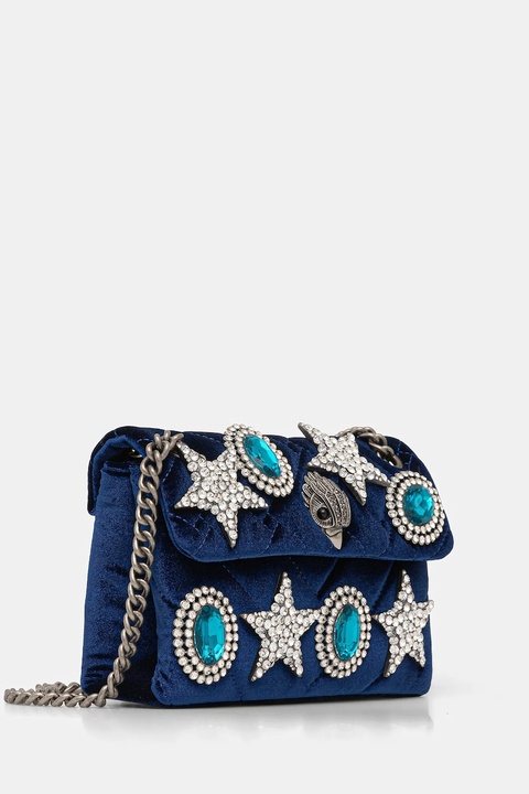 Kurt Geiger London torebka welurowa VELVET MINI KENSINGTON kolor granatowy 5018780789 - zdjęcie produktu nr 2