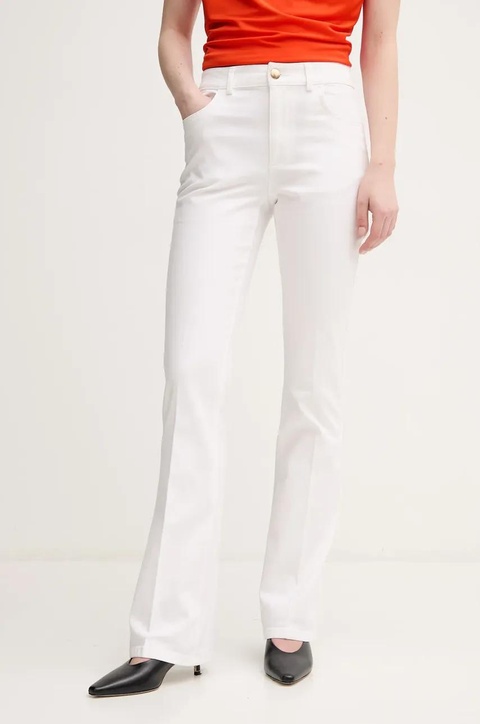 Sisley spodnie damskie kolor biały proste high waist 49MALF05G - zdjęcie produktu nr 1