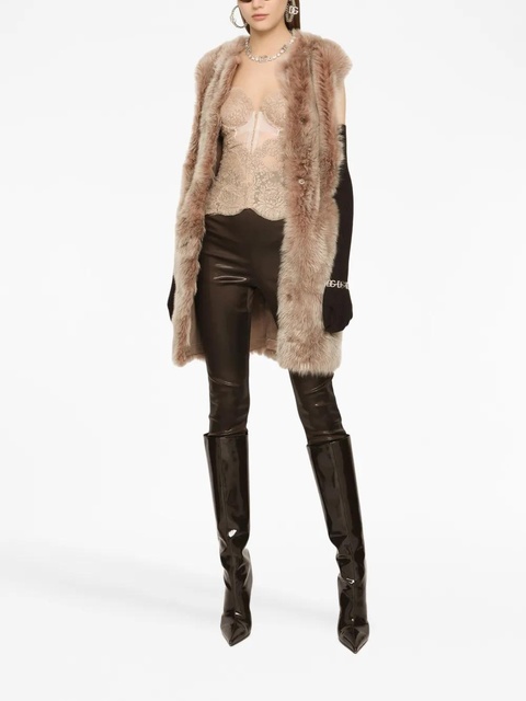 Dolce & Gabbana logo-waistband satin leggings - Brown - zdjęcie produktu nr 2