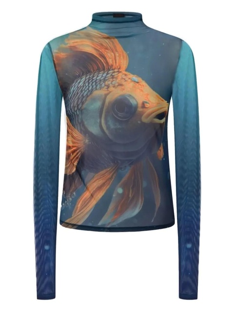 PINKO fish-print mesh top - Green - zdjęcie produktu nr 1