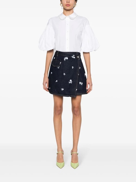 Lanvin floral-embroidered denim skirt - Blue - zdjęcie produktu nr 2