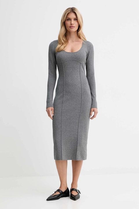 Calvin Klein sukienka kolor szary midi dopasowana LV044D366G - zdjęcie produktu nr 1