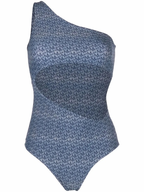 Magda Butrym monogram-print one-shoulder swimsuit - Blue - zdjęcie produktu nr 2