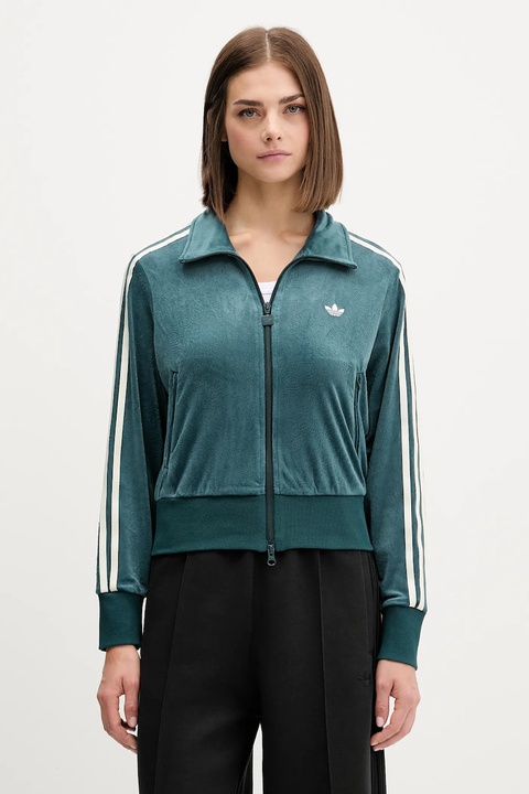 adidas Originals bluza welurowa Fb Liberty Tt damska kolor zielony z aplikacją JW5267 - zdjęcie produktu nr 1