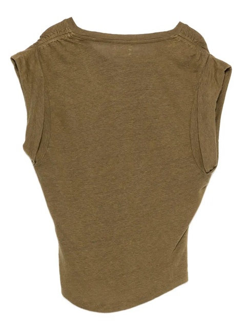 MARANT ÉTOILE gathered-sleeve linen top - Green - zdjęcie produktu nr 2