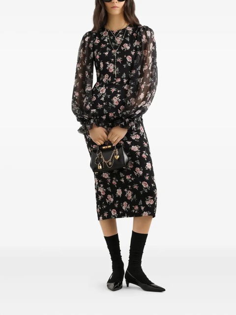 Dolce & Gabbana puff-sleeve floral midi dress - Black - zdjęcie produktu nr 1