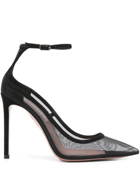 Aquazzura 110mm Love Affair ankle-strap mesh pumps - Black - zdjęcie produktu nr 1