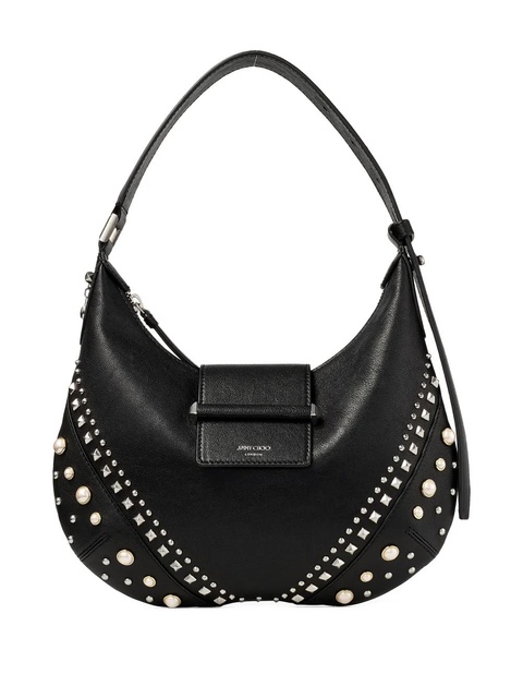 Jimmy Choo small Bar Hobo studded pearl shoulder bag - Black - zdjęcie produktu nr 1