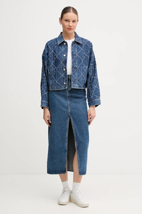 Calvin Klein Jeans kurtka jeansowa kolor niebieski przejściowa oversize LV047D749G - zdjęcie produktu nr 1