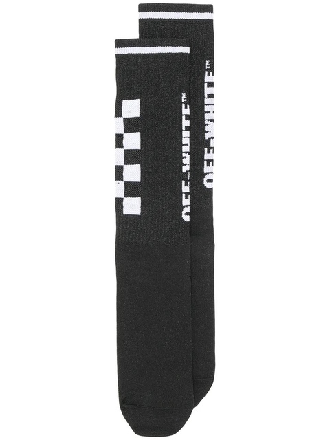 Off-White intarsia-knit logo socks - Black - zdjęcie produktu nr 2