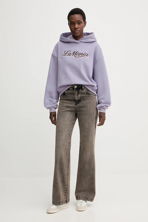 La Mania bluza LUMA damska kolor fioletowy z kapturem z aplikacją LUMA - zdjęcie produktu nr 2