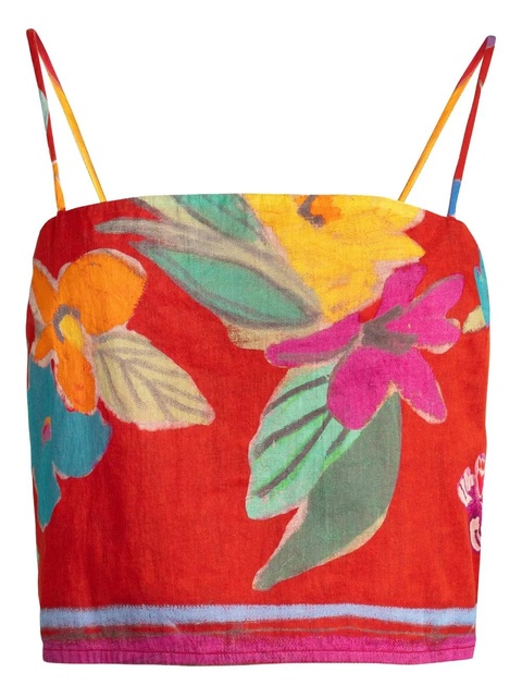 Marie Oliver Wyatt floral-print crop top - Red - zdjęcie produktu nr 1