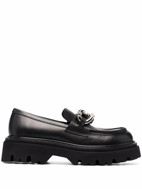 Casadei chain-detail chunky leather loafers - Black - zdjęcie produktu nr 1