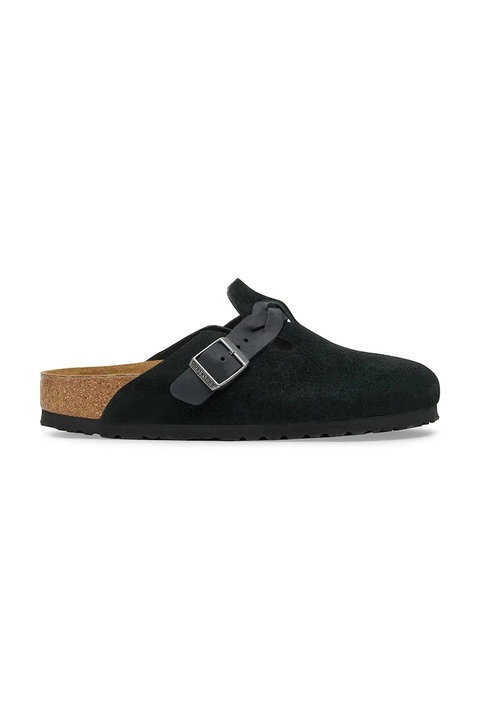 Birkenstock klapki zamszowe Boston Braided damskie kolor czarny 1030497 - zdjęcie produktu nr 1