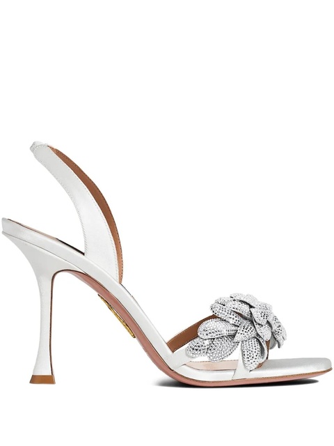 Aquazzura crystal-embellished slingback sandals - White - zdjęcie produktu nr 1