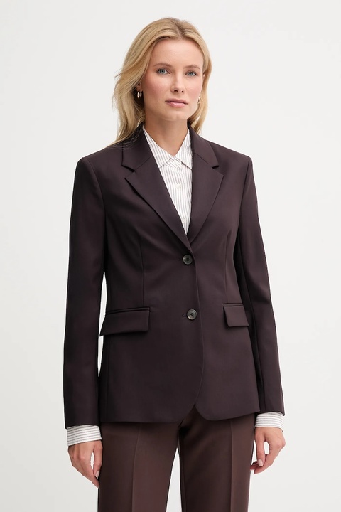 Tommy Hilfiger marynarka z dodatkiem wełny kolor bordowy jednorzędowa gładka WW0WW46662 - zdjęcie produktu nr 1