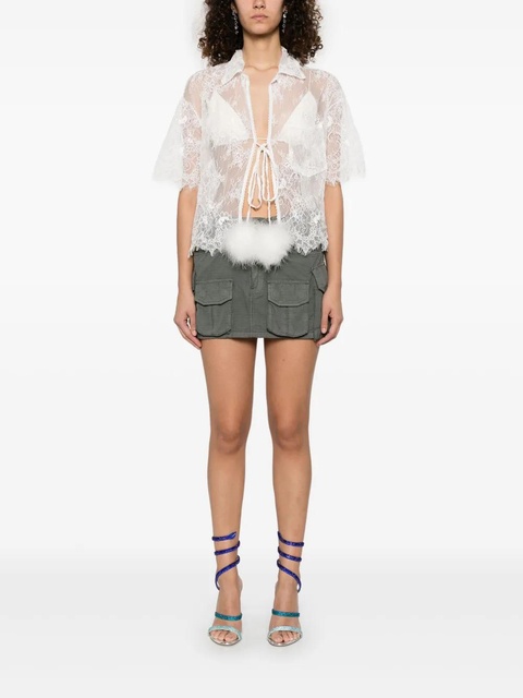 Blumarine pompom-detail lace blouse - White - zdjęcie produktu nr 2