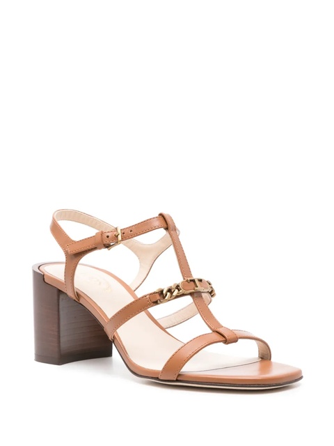 Tod's 75mm logo-plaque leather sandals - Brown - zdjęcie produktu nr 2