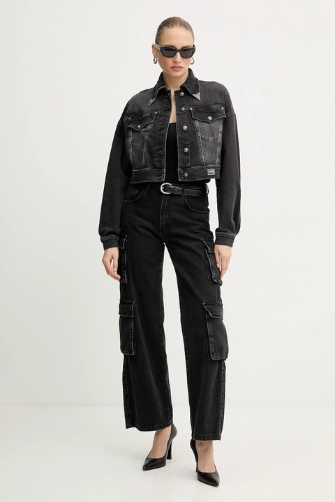 Versace Jeans Couture kurtka jeansowa kolor czarny przejściowa 79HAS403 CDWRC - zdjęcie produktu nr 2