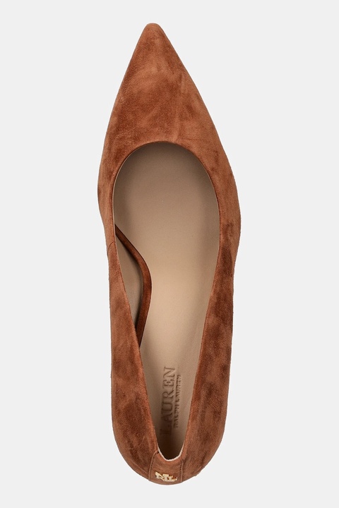 Lauren Ralph Lauren czółenka zamszowe Lanette Blkh kolor brązowy na słupku 802967743002 - zdjęcie produktu nr 2
