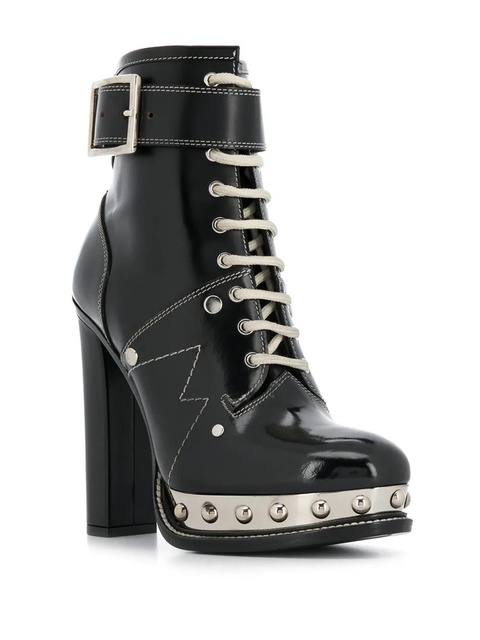 Alexander McQueen studded metallic platform sole ankle boots - Black - zdjęcie produktu nr 2