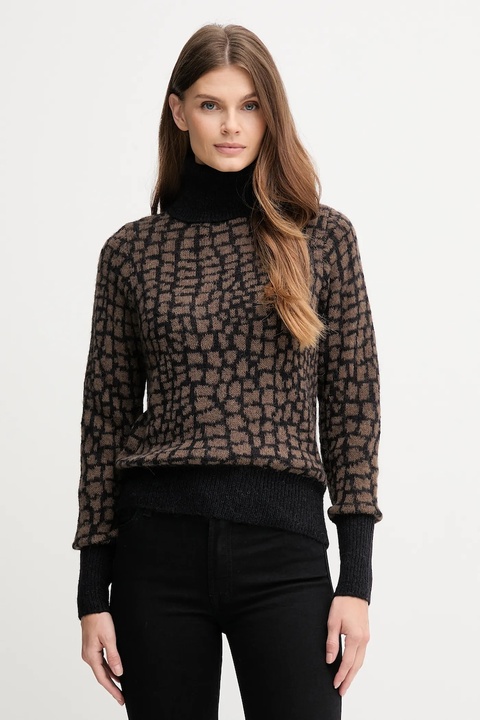 Joop! sweter z dodatkiem wełny damski kolor brązowy lekki z golfem 30048423 - zdjęcie produktu nr 1