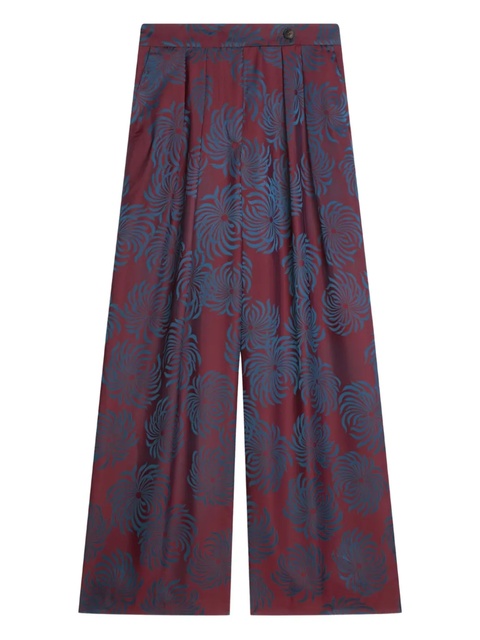 DRIES VAN NOTEN pleated printed trousers - Blue - zdjęcie produktu nr 1