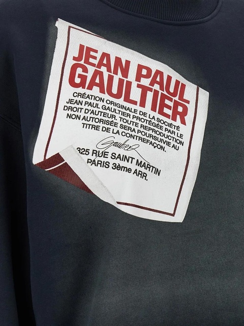 Jean Paul Gaultier label-print cotton sweatshirt - Blue - zdjęcie produktu nr 2